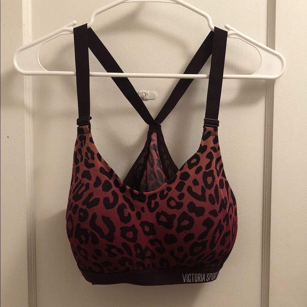 Victoria Sport Burgundy Leopard-Print Sports Bra